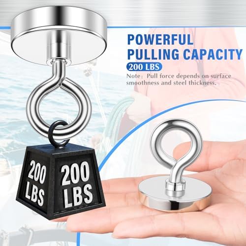 200 LBS Fishing Magnet, 1.76 Inch Rare Earth Metal Pickup Magnet - Image 7