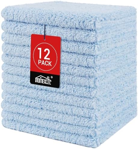 HOMEXCEL Washcloths 12PK, Ultra Soft&Highly Absorbent Face Towels, 12X12 in by HOMEXCEL