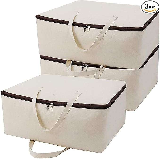 3pcs Cotton Clothes Bedding Storage Organizer Bins by iwillCREATEPRO