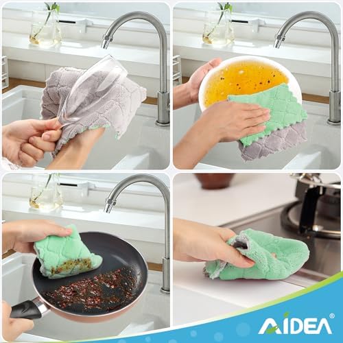 AIDEA Kitchen Dishcloths, 12 PK Absorbent Dish Towels Coral Fleece 6"x10.4" - Image 7