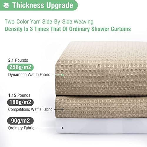 Dynamene Extra Long Waffle Shower Curtain 256 GSM Fabric 72x96 Beige/Khaki - Image 2