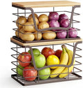 ALOCEO 2 Pack Stackable Wire Storage Basket by ALOCEOWallHooksAdhesive
