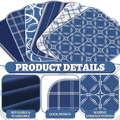 36 Pack Reusable Cloth Kitchen Paper Towels, Geometric Style - Image 5