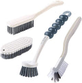 Dish Brush Set 4 Pack with Handle, Stiff Bristle Kitchen Scrub Brushes by ANERONG