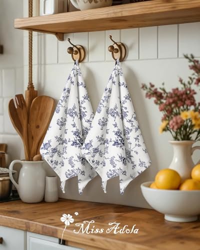 Miss Adola 2pcs Cotton Waffle Kitchen Towels, Toile Print - Image 5