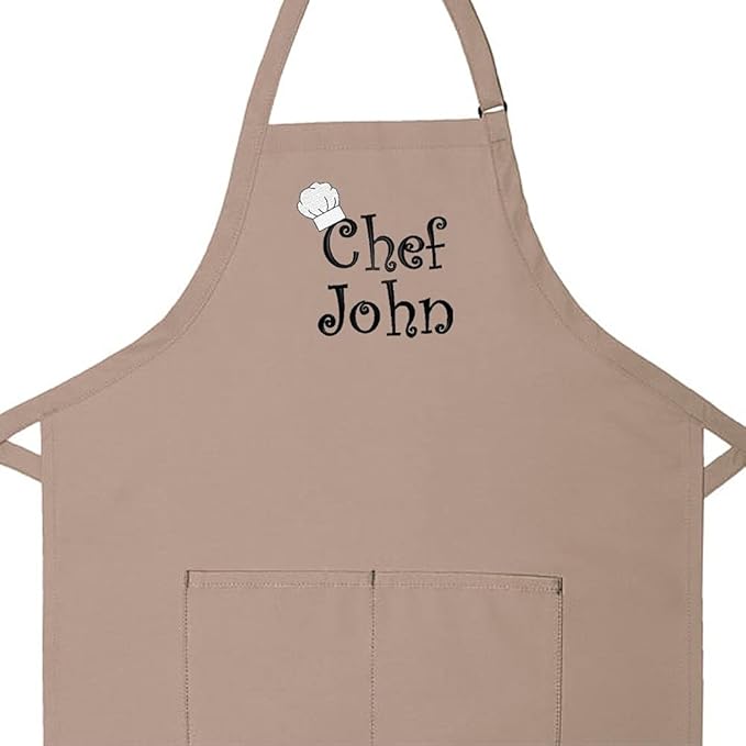 Made in the USA Personalized Embroidered Premium Adult Apron for Men Women Fathers Mothers Day Kitchen BBQ Grilling Gift