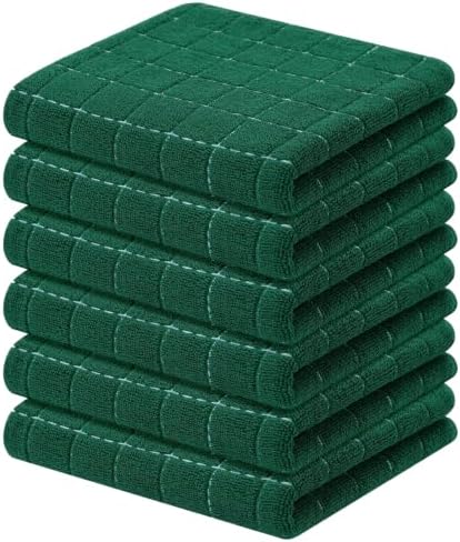 Kitinjoy 100% Cotton Terry Kitchen Towels, 13”x 28”, Dark Green by Kitinjoy