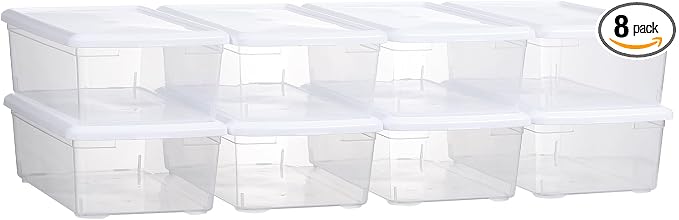 novelinks 8 Pack 6 Quart Clear Plastic Shoe Storage Bins by novelinks