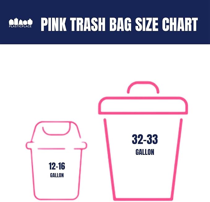 Plasticplace 32-33 Gallon Trash Bags │ 1.5 Mil │ Pink Garbage Can Liners │ 33’” - Image 6