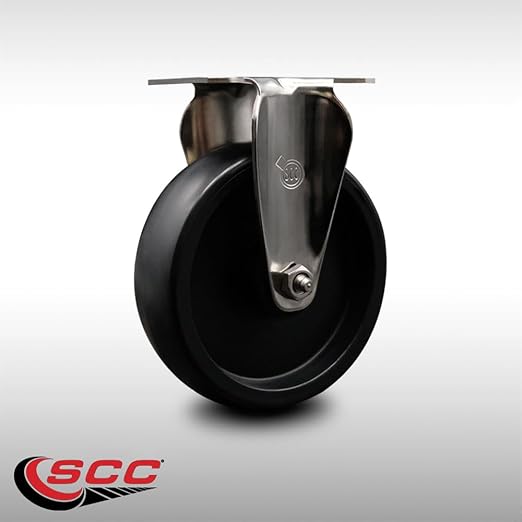 Service Caster Brand Replacement Caster for Uline Caster H-7445R-Stainless Steel Rigid Top Plate Caster with 5 Inch Polyolefin Wheel-Light Duty Replacement Caster-Fits Carts and Platform Trucks H-5547