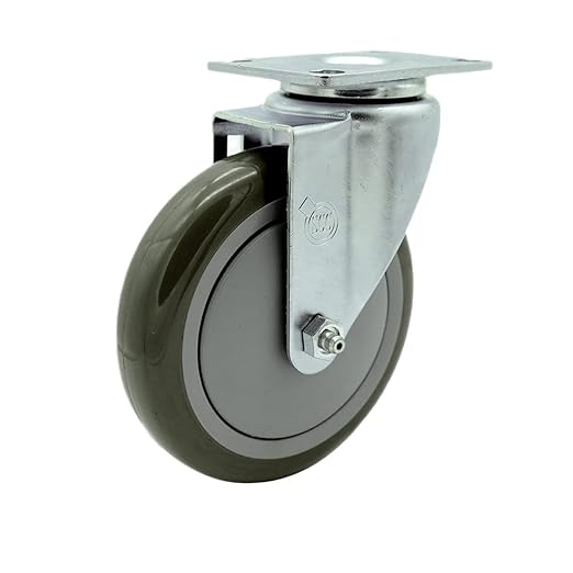 Service Caster Brand Replacement Caster for Uline Caster H-5540S-Swivel Top Plate Caster with 5 Inch Gray Polyurethane Wheel-Light Duty Replacement Caster-Fits Carts, Dollies and Poly Box Truck H-3840