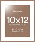 Homeforia 10x12 Picture Frame Mocha, High End Metal 10x12 Poster Frames with Mat for 8x10, 10 x 12 Mocha Frame Matted to 8 x 10 inch Photo, 10by12 Thin Hanging Frames, Tempered Glass, Wall Kit, Set of 1