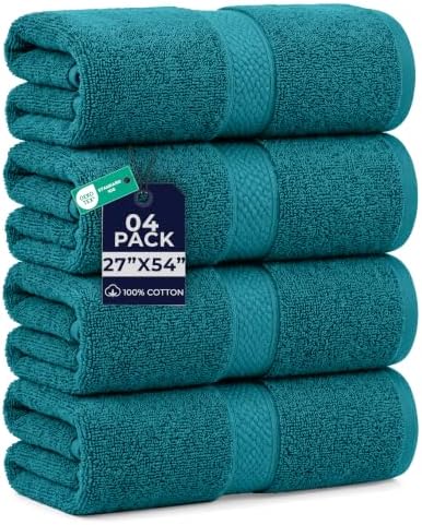 DAN RIVER 600 GSM Cotton Large Bath Towels Set of 4, 27 x 54 Inches by DanRiver