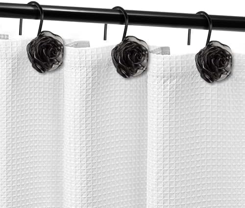 Sunlit Rose Shower Curtain Hooks, Home Decorative Flower Shower Curtain Rings - Image 4