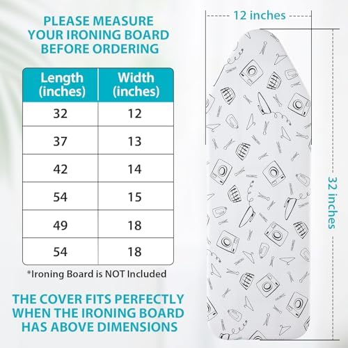 Seiritex Extra Wide Ironing Board Cover and Pad 18 x 54 inch Heat Reflective - Image 7