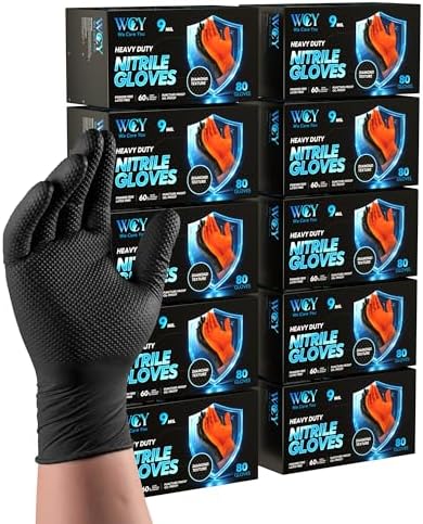wcy 9 Mil Heavy Duty Mechanic Disposable Nitrile Gloves, 800 Ct by Unknown