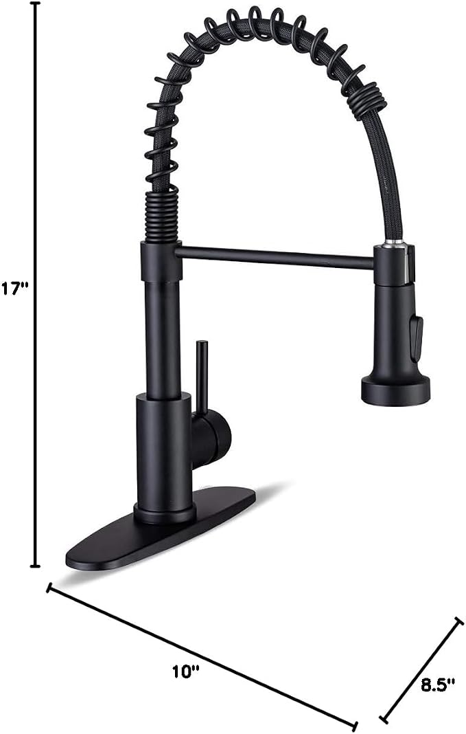 WEWE Pull-Down Kitchen Faucet, 2-Mode Sprayer, Matte Black, High Arc | 17-Inch - Image 9