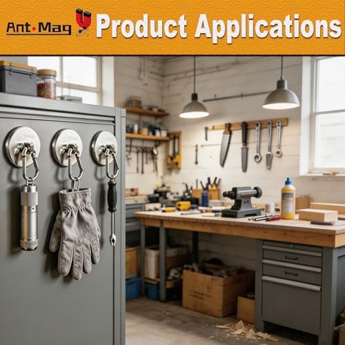 Ant Mag Magnetic Hooks Heavy Duty Neodymium, 140LBS Swiveling Carabiner - Image 5