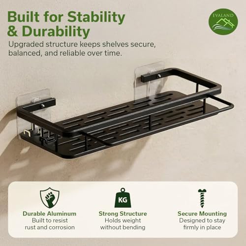 EVALAND Self Adhesive Shower Caddy Organizer 2-Pack No-Drill Storage - Image 6