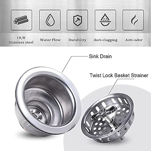 304 Stainless Steel Kitchen Sink Twist Lock Basket Drain Assembly W/Brass - Image 4