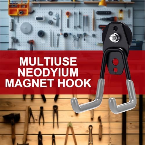Landhoow 6 Pcs Large Magnetic Hooks Heavy Duty Garage Magnet Hooks Strong - Image 6