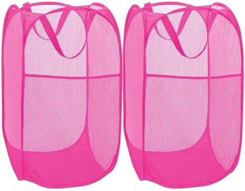 2 Pack Sturdy Mesh Pop up Laundry Hamper Basket by BATTOO