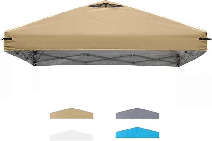 8x8 Canopy Replacement Top Cover with Air Vents for ez up Pop up Canopy Gazebo Tent with Adjustable Straps,Waterproof & Anti-UV for Outdoor Shade (Top Only,Frame Not Included) (Beige)