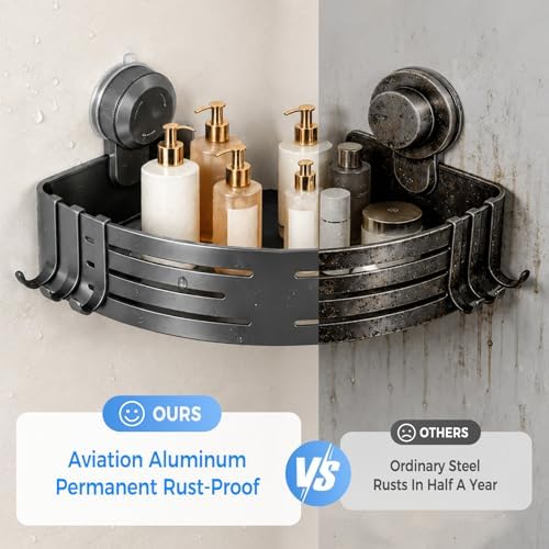 Lekesky Corner Shower Caddy Suction Cups, No Drilling Bathroom Shower Shelf - Image 5