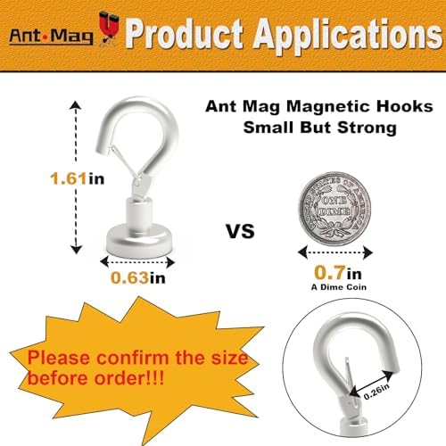 Ant Mag Magnetic Hooks Heavy Duty 22LBS Strong Magnet Snap Hooks 20 Pack - Image 2
