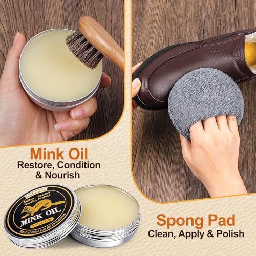 Nuroon Leather Boots Care Kit-3.52oz Saddle Soap+3.52oz Mink Oil - Image 4