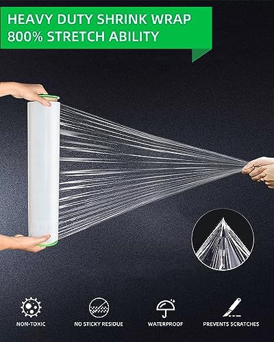 Stretch Wrap, Shrink Wrap Rolls 17in x 1500ft 2Pack, Heavy Duty Pallet Wrap - Image 3