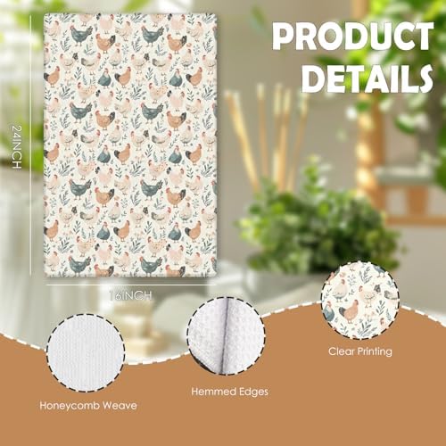 Farmhouse Chicken Kitchen Towels, Chicken Lover Mom Lady Gifts Decorative Dish - Image 7