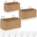 3 Pcs Wall Hanging Baskets, Natural Tan, Paper Cord by Ferrochef