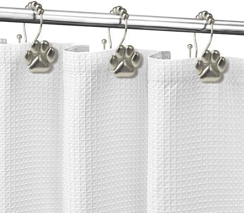 Sunlit Fashion Design Cute Paw Print Polished Double Shower Curtain Hooks - Image 6