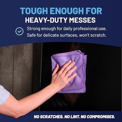 MW Pro Microfiber Cleaning Cloth | Purple | 12 Pack | 16” x 16” | All Purpose - Image 6