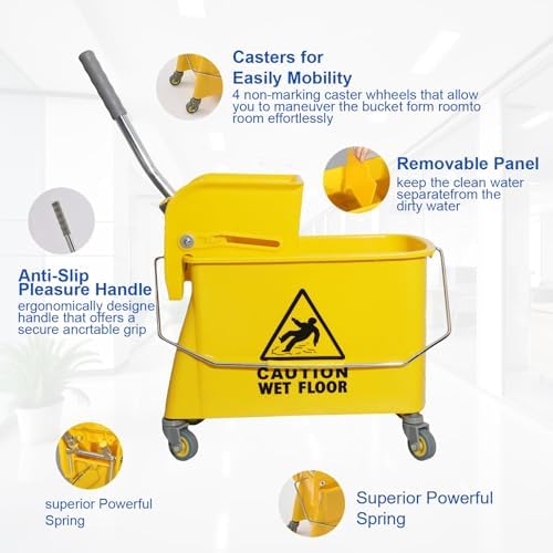 Midoneat Mop Bucket with Wringer, 22 Qt, Floor Cleaning - Image 3