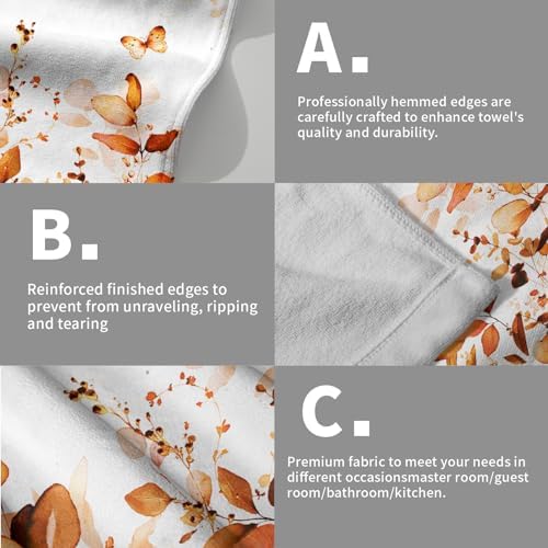 Orange Fall Hand Towels Set of 2 Eucalyptus Decorative Fingertip Towels - Image 5