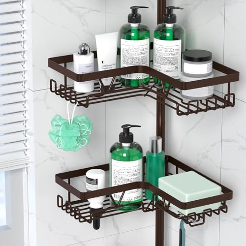 DAOYA Corner Shower Caddy Tension Pole Bronze Tension Rod Shower Organizer - Image 3