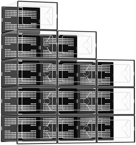 NEWBULIG 12 Pack Clear Shoe Storage Boxes, XXL-Stackable Sneaker Storage Case by NEWBULIG