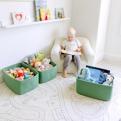 NaturalCozy Storage Baskets 16.8”x13”x7.6” Cotton Rope Woven Baskets - Image 4