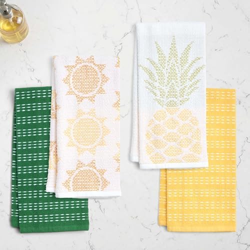 Ritz 4-Piece Kitchen Towel Set, Jacquard Pineapple & Sun Toss Prints - Image 3