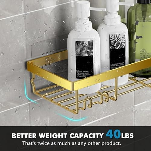 Moforoco Adhesive Shower Caddy Organizer Shelves Rack - Image 2