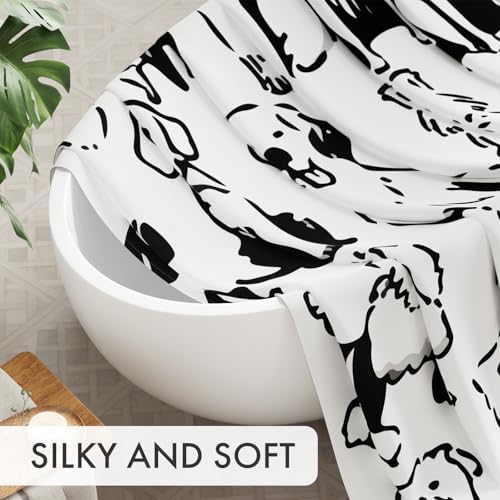 AmazerBath Shower Curtain, Washable Cloth Cute Dogs Kids White and Black Shower - Image 3