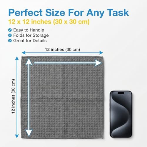 MIRACLEAN Waffle Weave Microfiber Towel, 12 x 12 inches, Barista Towels - Image 6