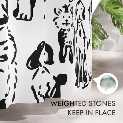 AmazerBath Shower Curtain, Washable Cloth Cute Dogs Kids White and Black Shower - Image 4