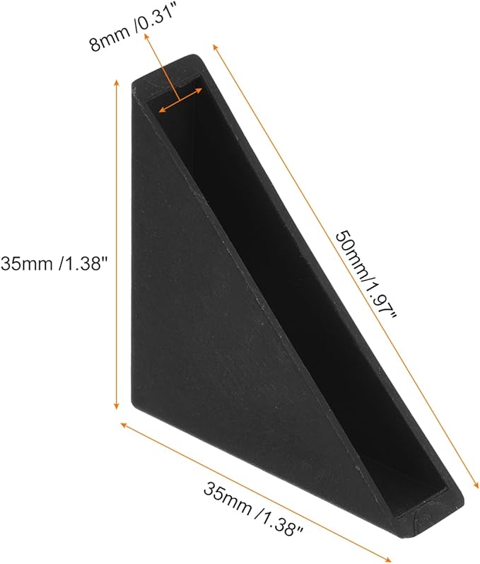 uxcell 20Pcs Plastic Corner Protectors 8x50mm Right Angle Shape Glass Corner Guards Cushion for Corner Protection of Glass, Mirror, Tile, Black