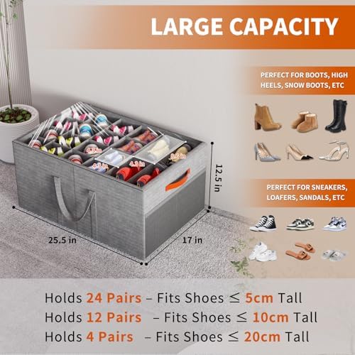 Aokeyee 2 Pack Shoe Organizer for Closet, Large Shoe Storage Box - Image 2
