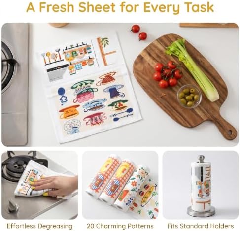 Printed Kitchen Cleaning Cloth Roll, Thick Absorbent Hand-Tear Lazy Cloth - Image 6