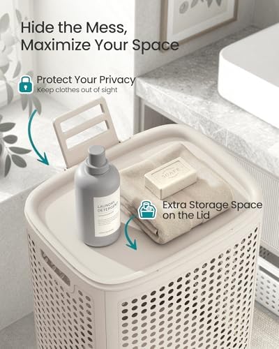 SONGMICS Laundry Hamper with Wheels, 75 L Laundry Basket with Lid - Image 4