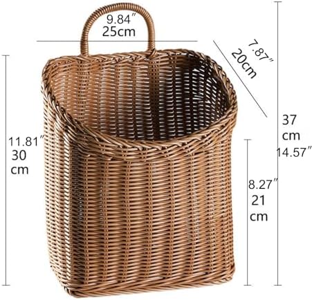 Woven Hanging Wicker Basket for Door, Handmade Rattan Hanging Wall Baskets for - Image 4